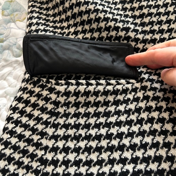 apostrophe Tailored Black/Off White Houndstooth Stretch Wool Blend Coat Size 12 - Picture 6 of 12